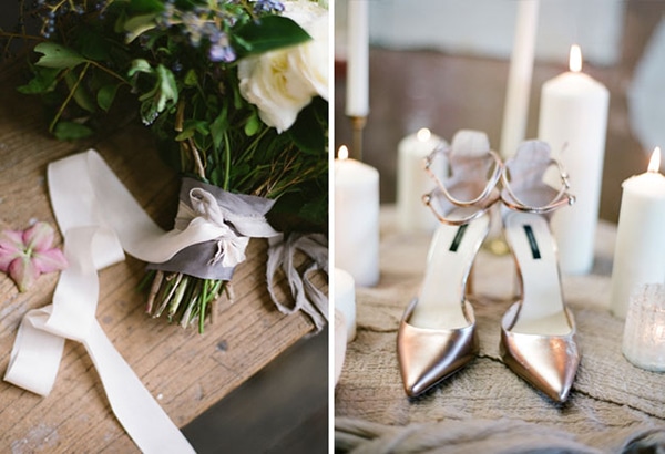 metallic-wedding-shoes-bridal-bouquet