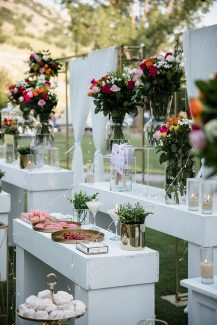 Υπέροχη διακόσμηση dessert table με τριαντάφυλλα και κεριά